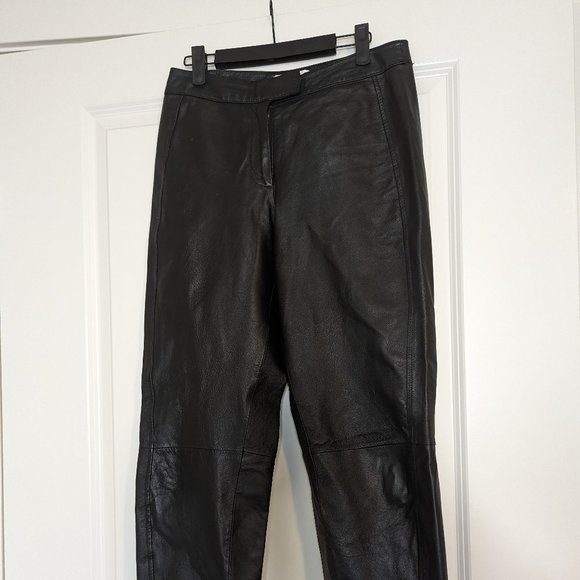 Bagatelle Vintage Black Leather Pants Relaxed Fit, High Waist | 6P - Picture 2 of 7